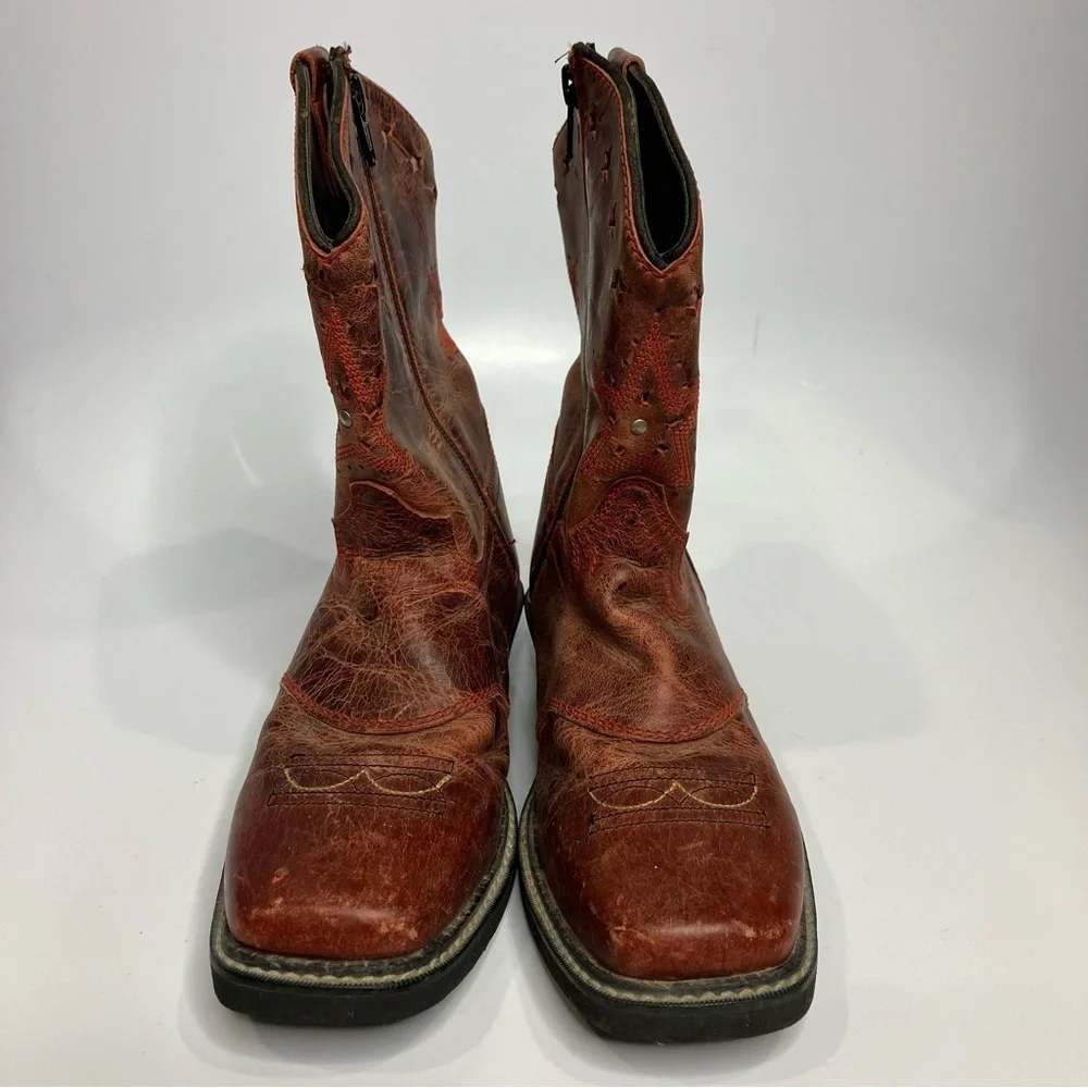 Smoky Mountain Boots leather cowboy boots square toe reddish color kids size 2.5